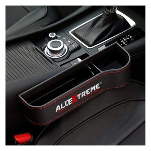 Allextreme EXSO02 Car Seat Gap Filler Leather PU Car Console Side Storage Organizer Seat Pockets Catch Caddy/Card Mobile Holder Storage Box (Black, 2 PC)